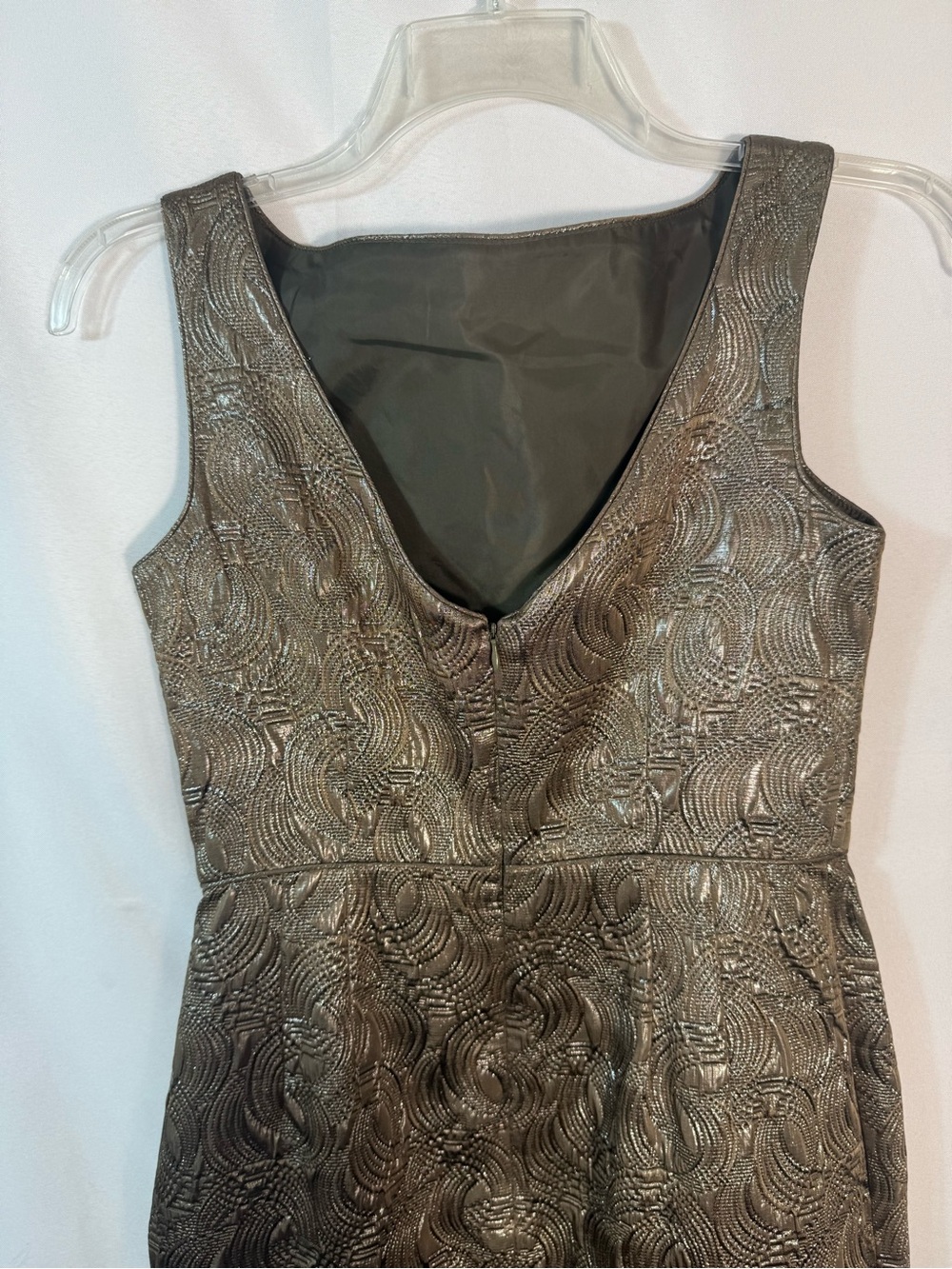 Banana Republic Metallic Bronze Jacquard Sheath Cocktail Dress Size 6 - Picture 5 of 9
